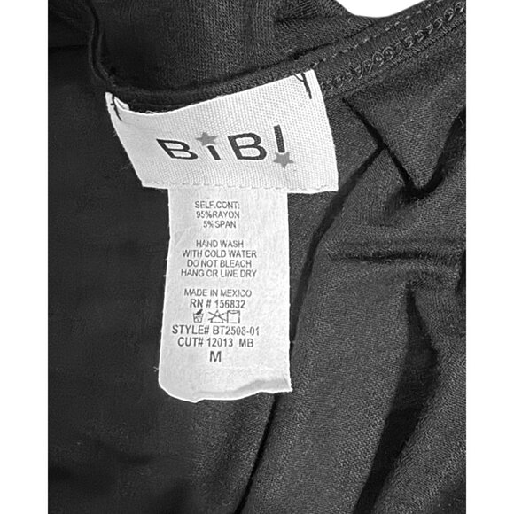 Bibi Women's Black Halter Top with Leopard Print Trim Womens Size M - Picture 3 of 4